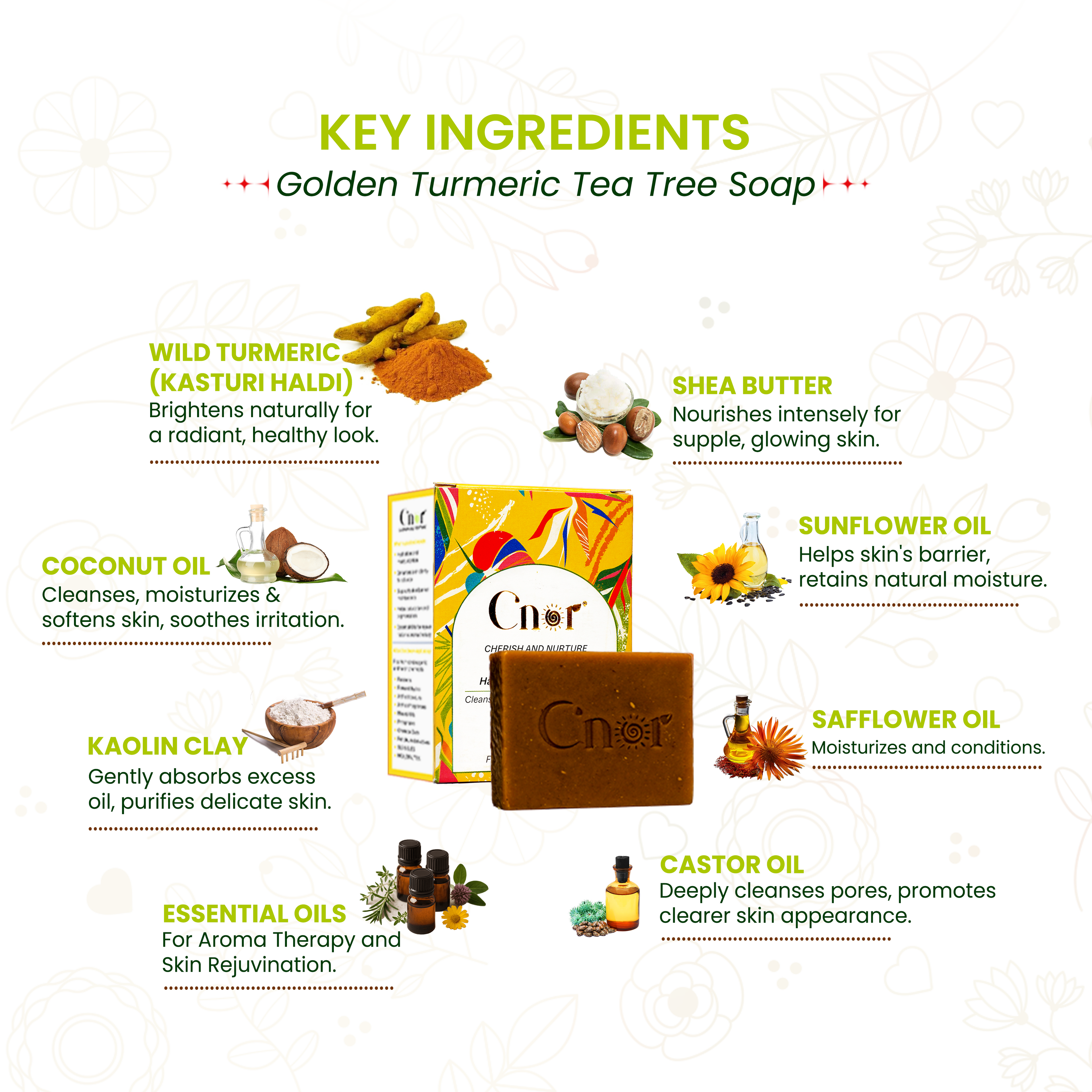 Golden Turmeric Tea Tree Soap for Face & Body โ Gentle Cleansing Detox Bar