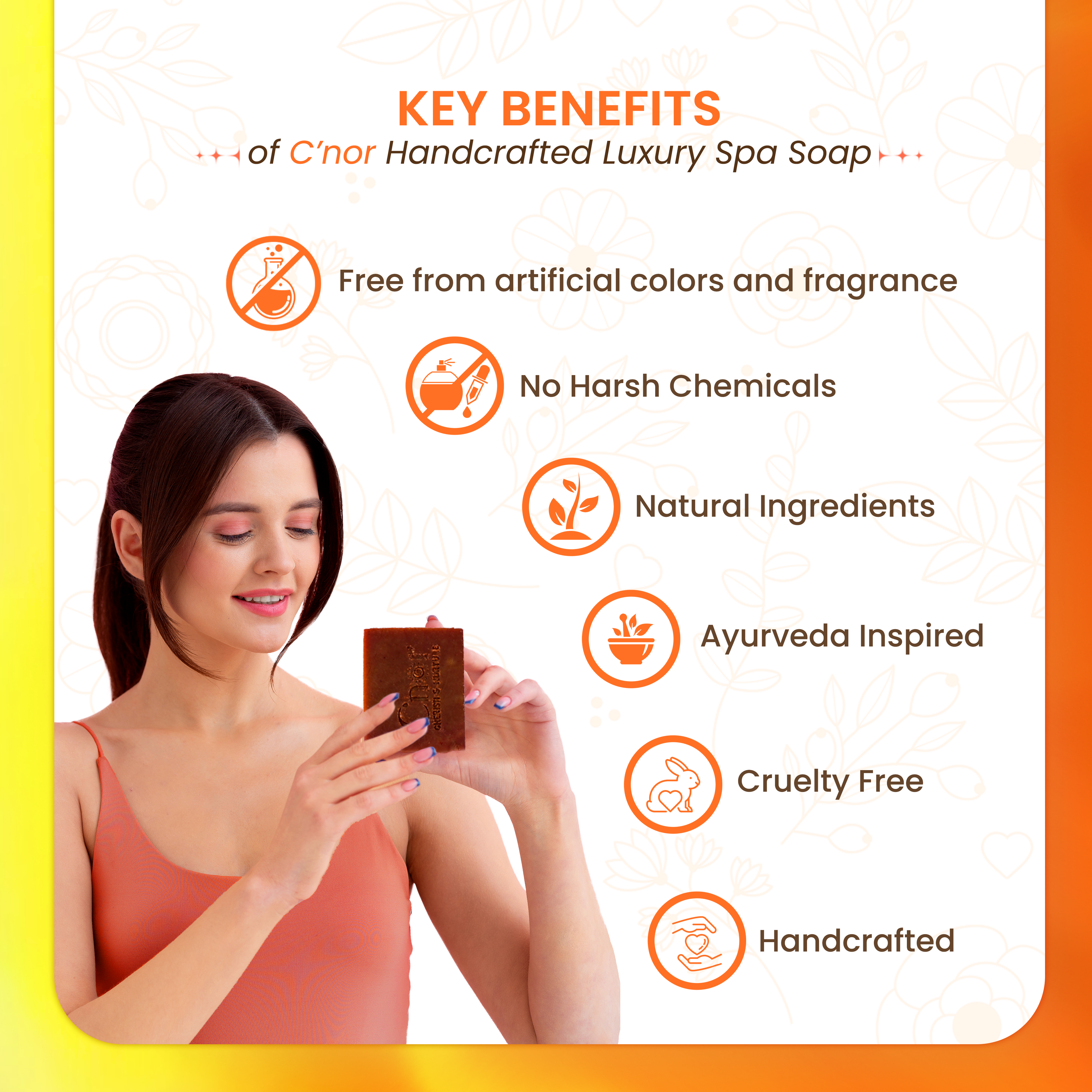 Rakta Chandan Orange Spa Soap for Face & Body โ Gentle Exfoliation Glow Bar