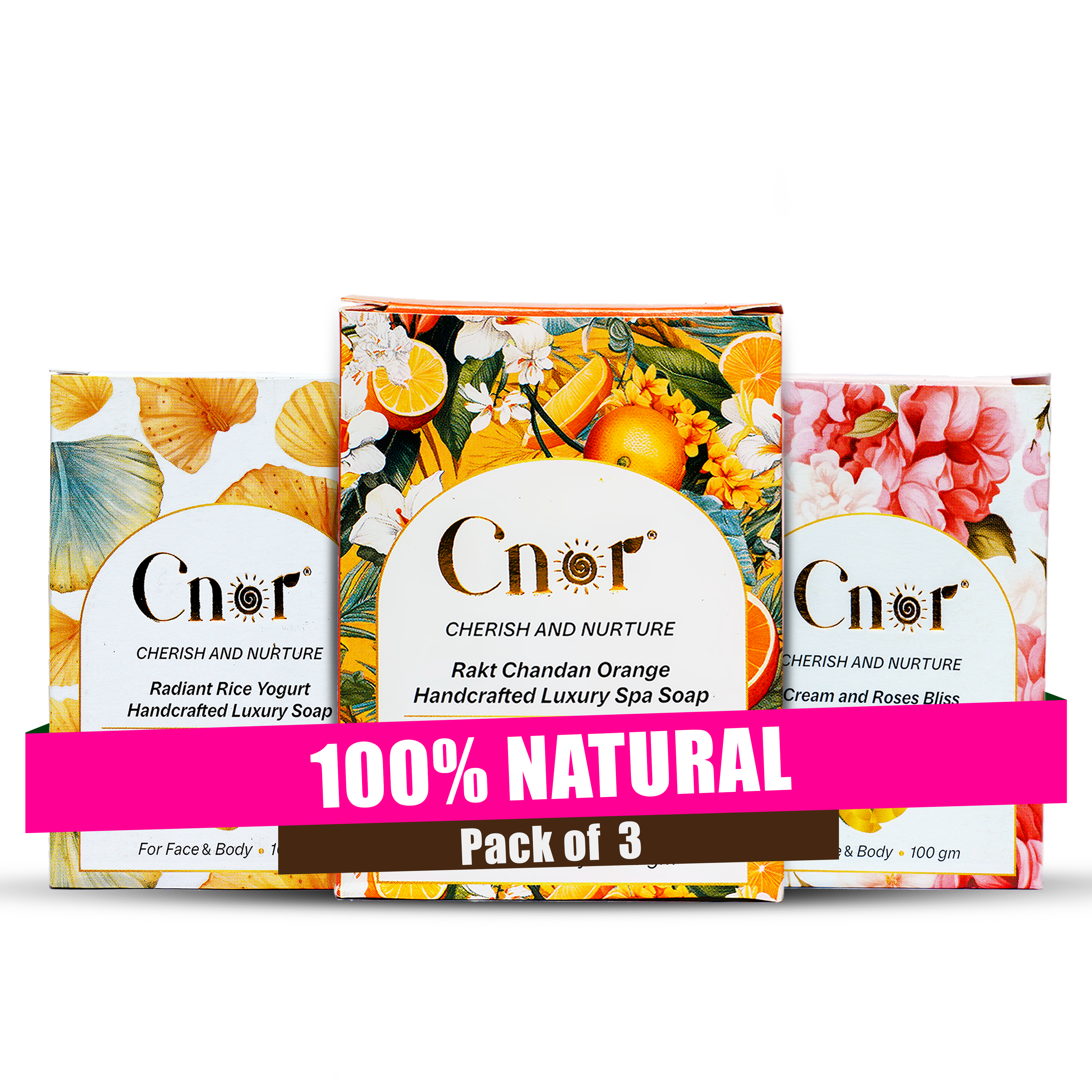 Glow Heritage 3-Bar Ritual – Rakta Chandan + Rice Yogurt + Cream Roses