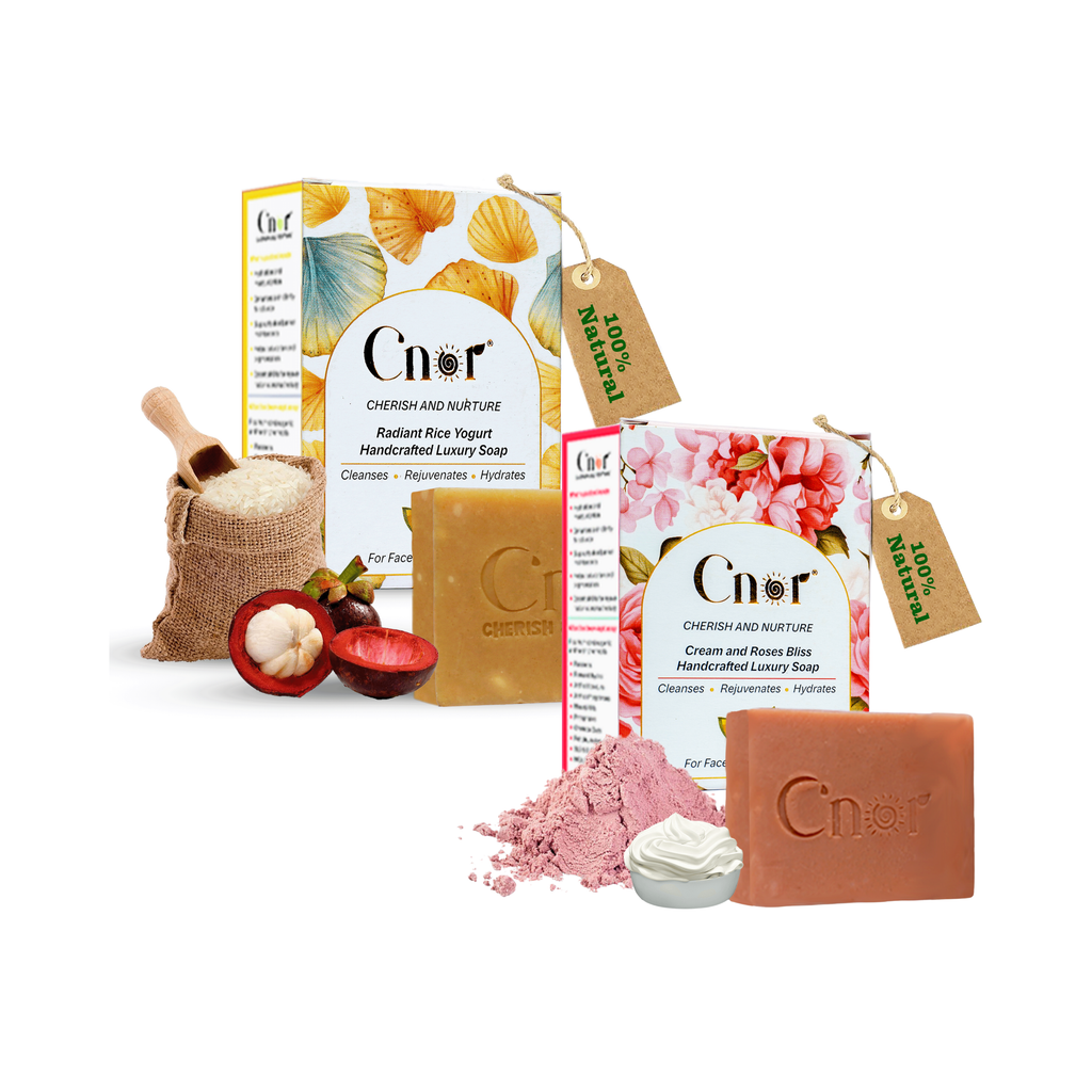 Silken Radiance Ritual – Cream & Roses + Rice Yogurt Ubtan Soap Duo